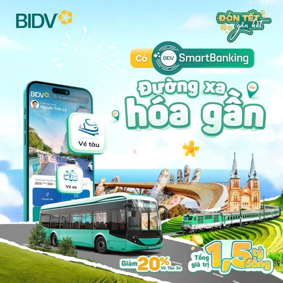 Di chuyển tiết kiệm, giảm ngay 20% vé tàu – xe trên BIDV SmartBanking Di chuyển tiết kiệm, giảm ngay 20% vé tàu – xe trên BIDV SmartBanking