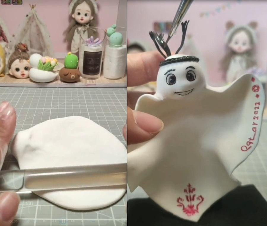 Từ viên đất sét trắng muốt như mochi, hô biến một cái đã thành một bé La&apos;eeb rồi.