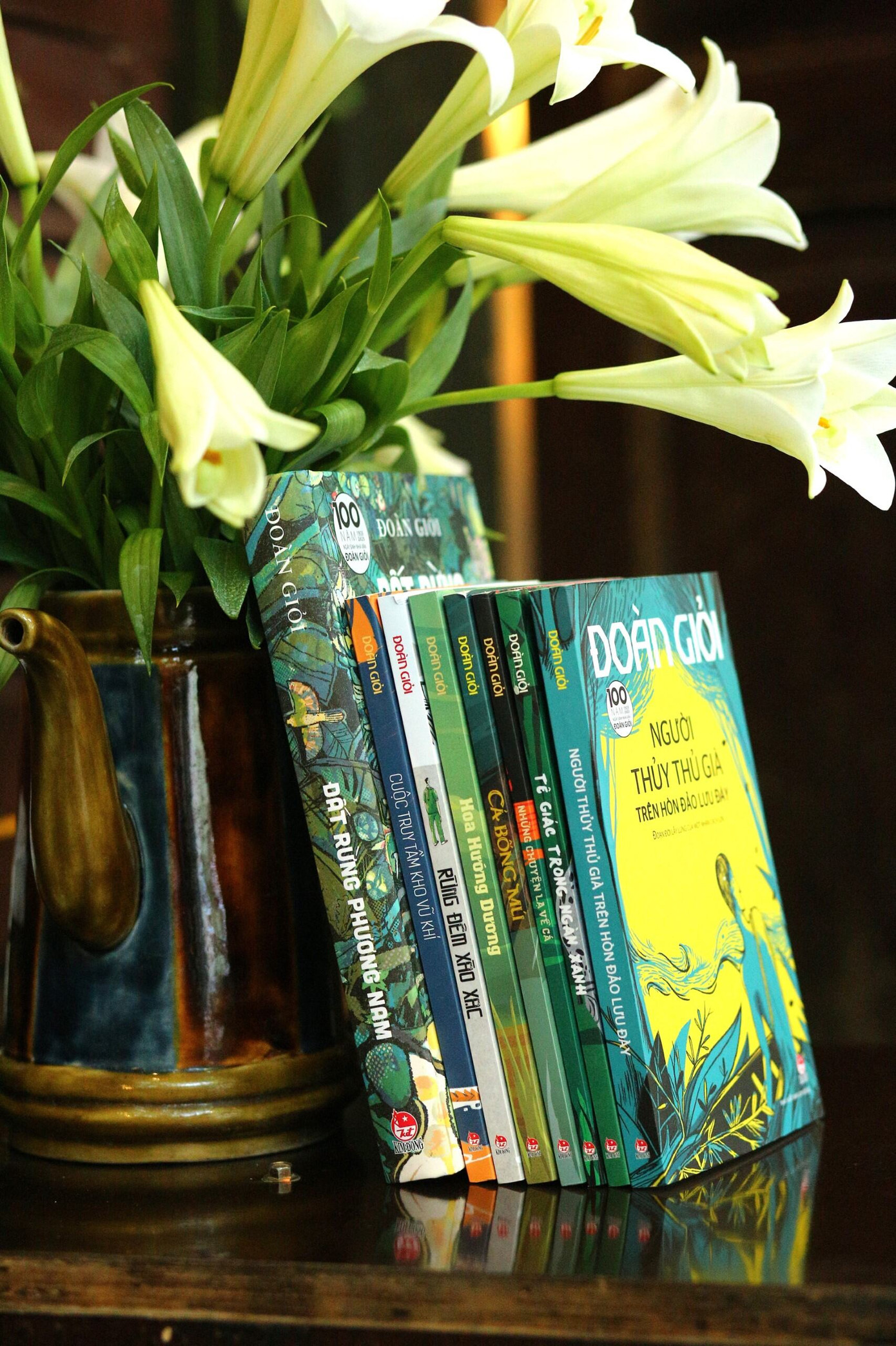 Có tới 8 tác phẩm được NXB Kim Đồng tái bản trong dịp kỉ niệm 100 năm ngày sinh nhà văn Đoàn Giỏi. Ảnh: NXB Kim Đồng.