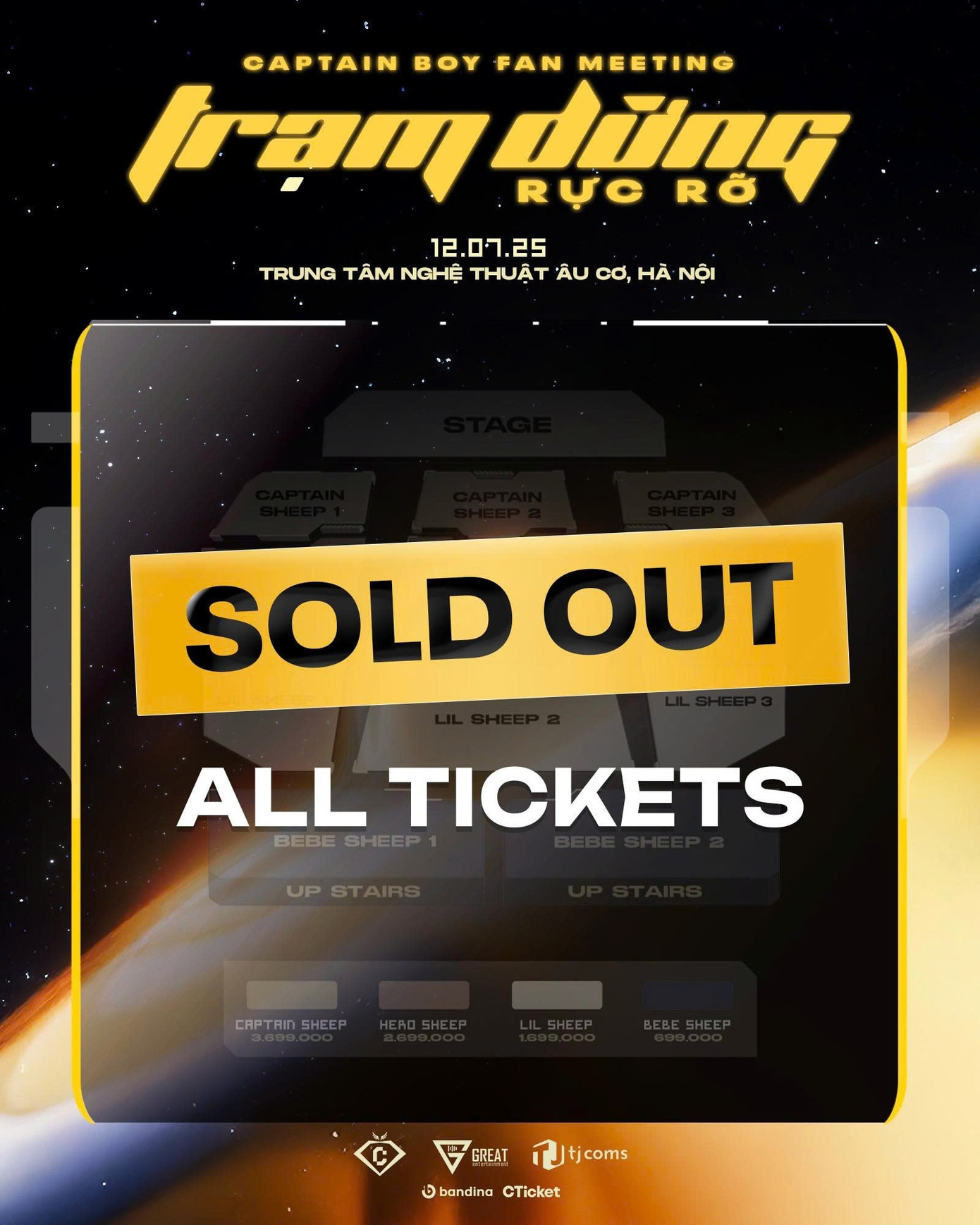 Các hạng vé nhanh chóng được bán hết chỉ sau chưa đầy 1 tiếng đồng hồ.