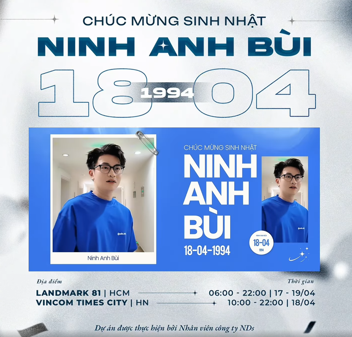 Video chúc mừng sinh nhật Ninh Anh Bùi được "đặt" ở các vị trí đắc địa tại Hà Nội và TP.HCM. Video chúc mừng sinh nhật Ninh Anh Bùi được "đặt" ở các vị trí đắc địa tại Hà Nội và TP.HCM.