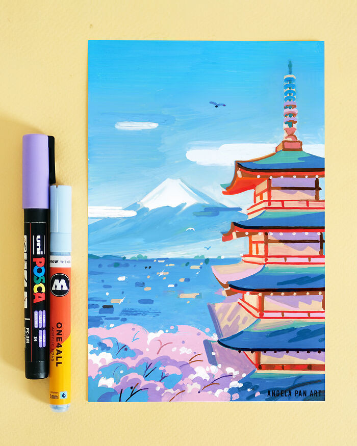 Chùa Chureito trong sắc hoa anh đào.