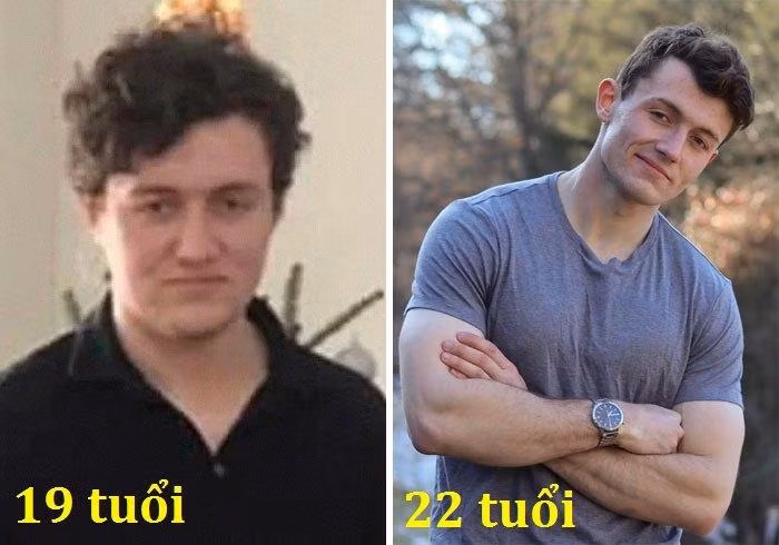 Sự thay đổi của anh chàng này là nhờ nỗ lực tập gym.