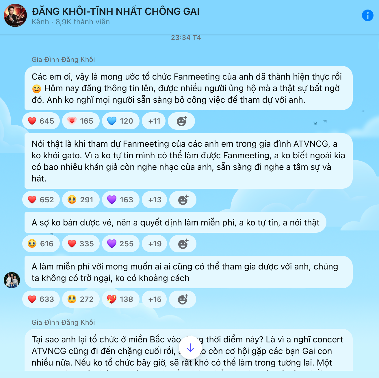 Đăng Khôi chia sẻ làm fan meeting miễn phí để các fan đều có thể tham gia. Đăng Khôi chia sẻ làm fan meeting miễn phí để các fan đều có thể tham gia.