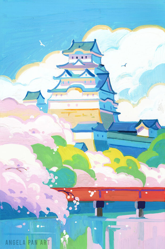 Lâu đài Himeji trong sắc Xuân.