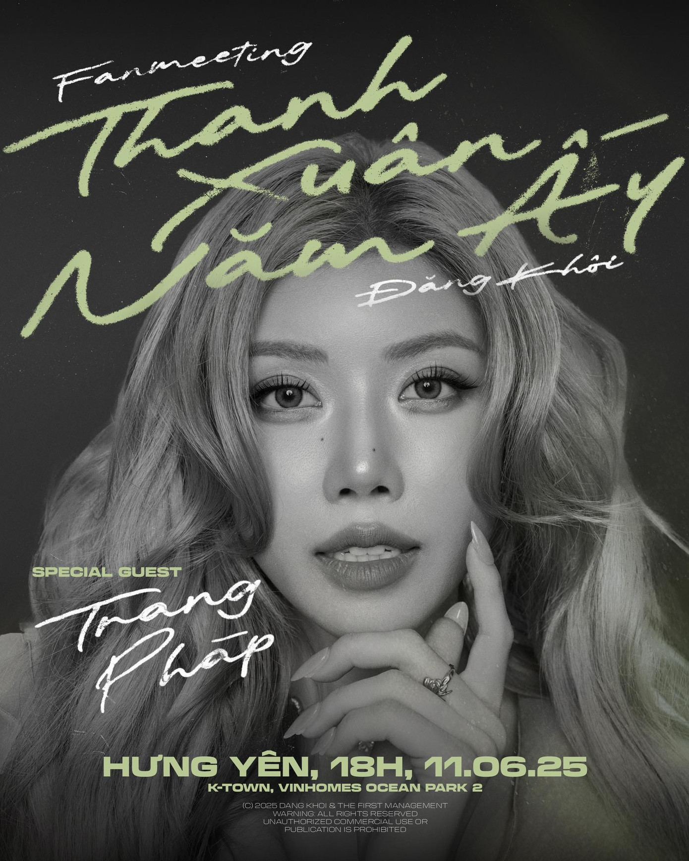 Trang Pháp là nghệ sĩ nữ duy nhất tham gia fan meeting của Đăng Khôi. Trang Pháp là nghệ sĩ nữ duy nhất tham gia fan meeting của Đăng Khôi.