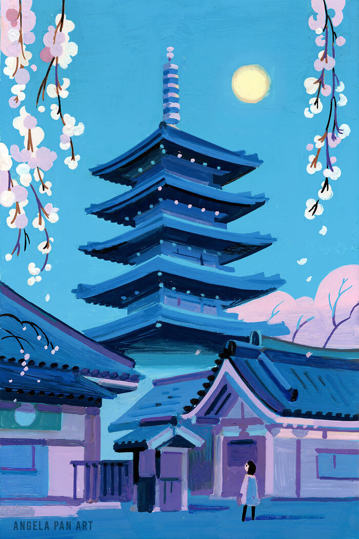 Đền Sensoji tĩnh lặng trong đêm.