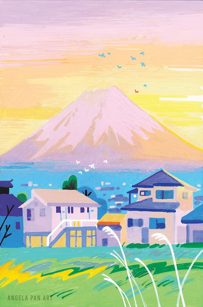 Hoàng hôn ở Shimoyoshida.