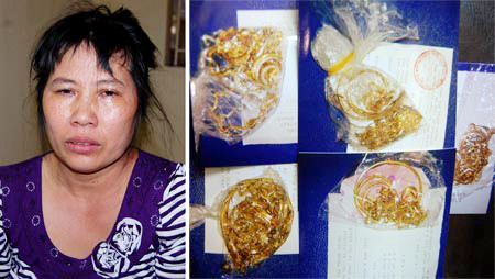 Huệ cùng tang vật. Huệ cùng tang vật