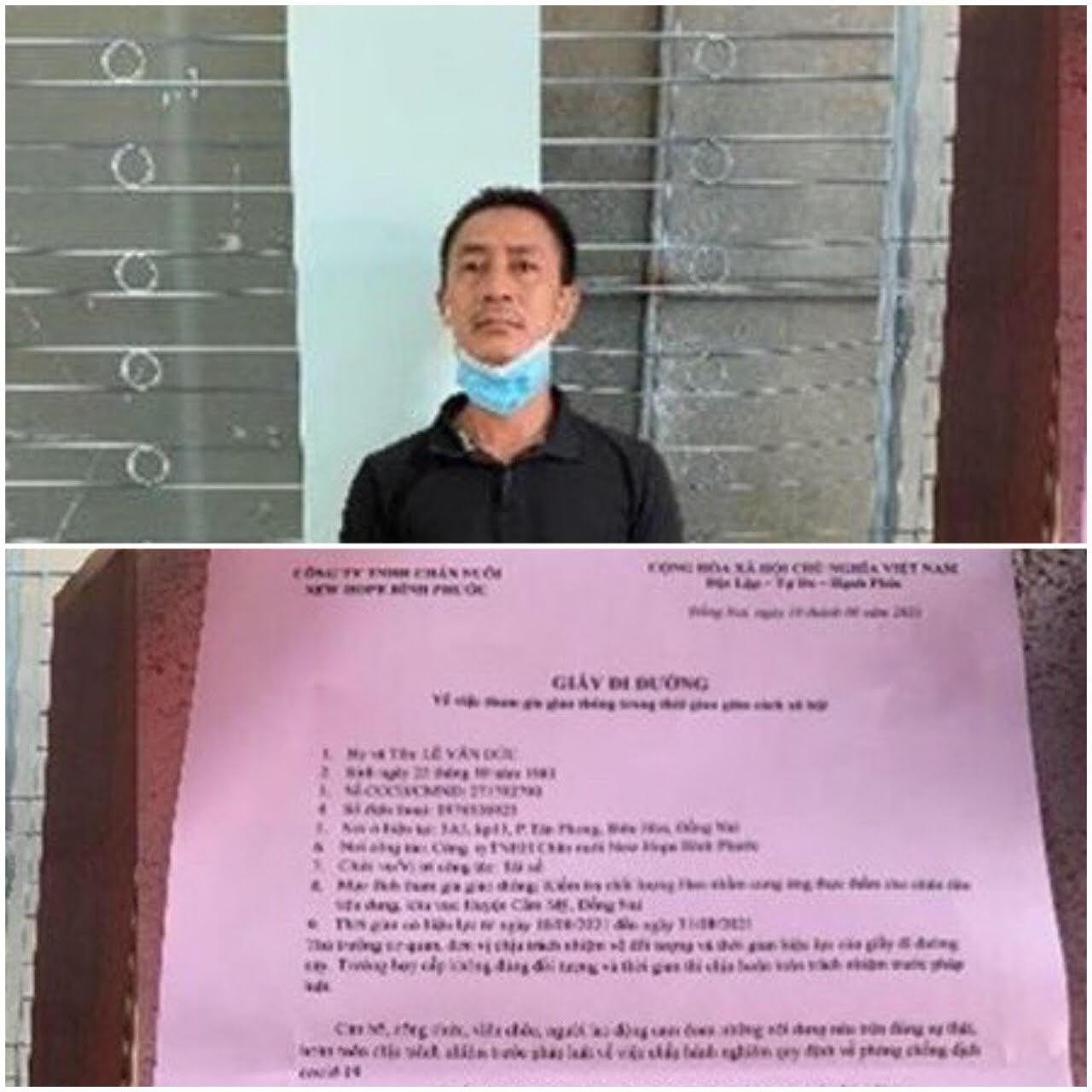 Lê Văn Đức với giấy đi đường giả