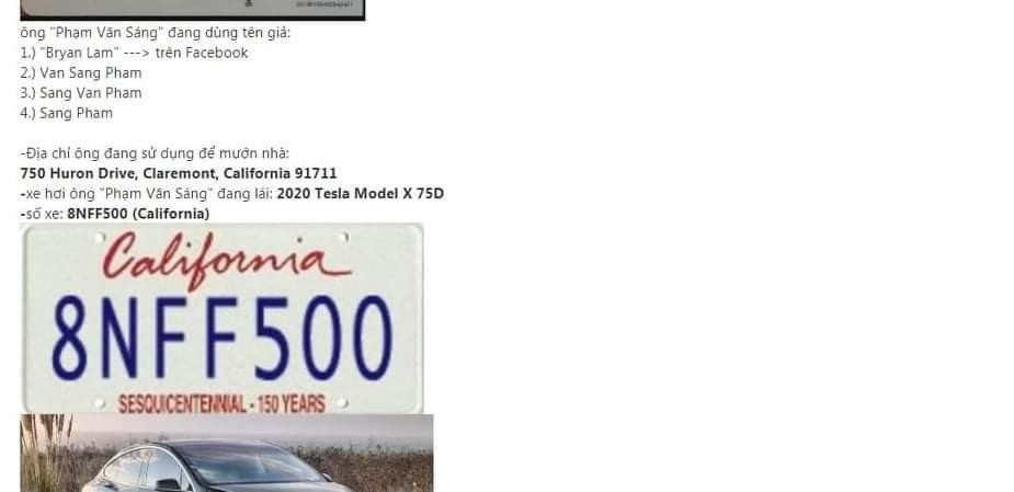 Thông tin về việc ông Sáng đang sống tại Mỹ Thông tin về việc ông Sáng đang sống tại Mỹ