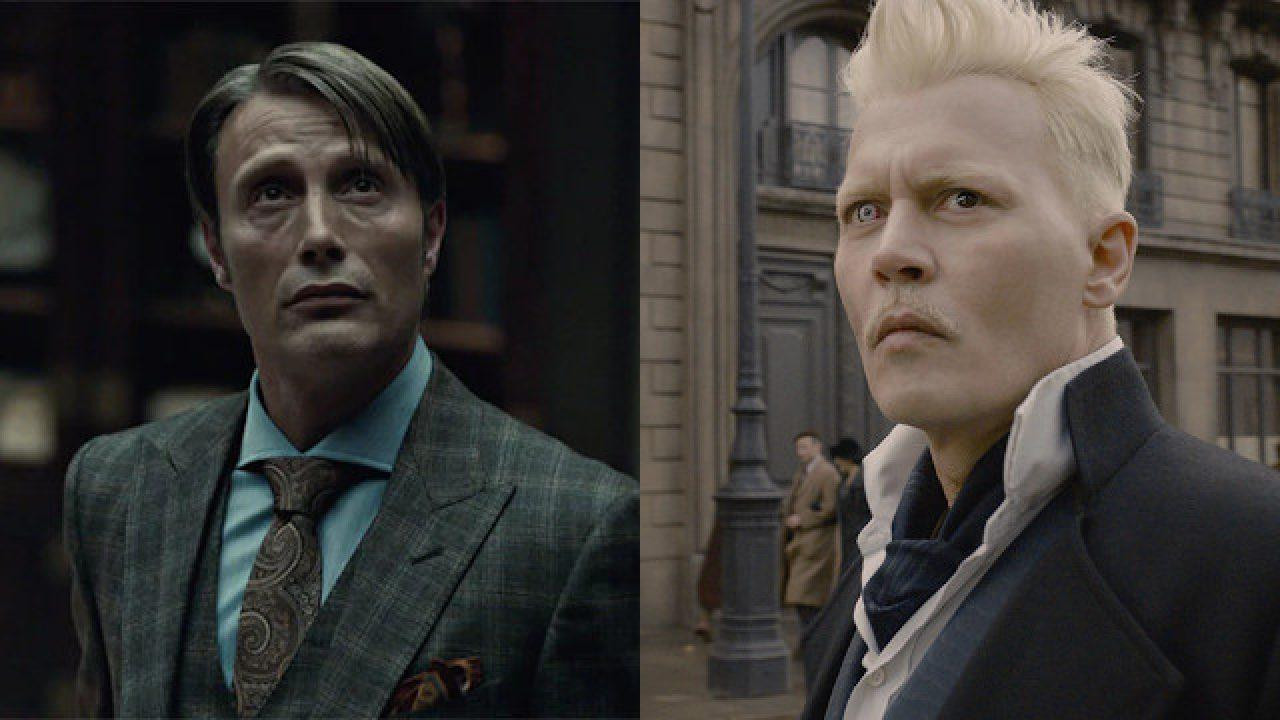 Nam diễn viên Mads Mikkelsen (bên trái) và Johnny Depp trong tạo hình Grindelwald (bên phải). - Nguồn: Internet Nam diễn viên Mads Mikkelsen (bên trái) và Johnny Depp trong tạo hình Grindelwald (bên phải). - Nguồn: Internet