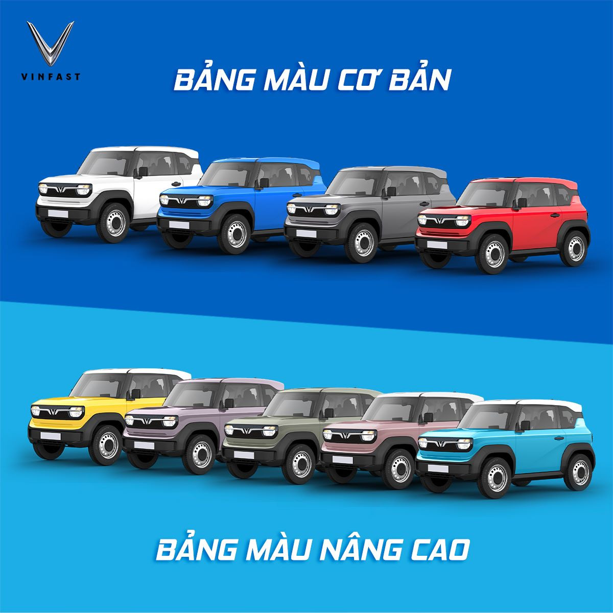 VF 3 có tới 9 tùy chọn màu sơn ngoại thất. VF 3 có tới 9 tùy chọn màu sơn ngoại thất.