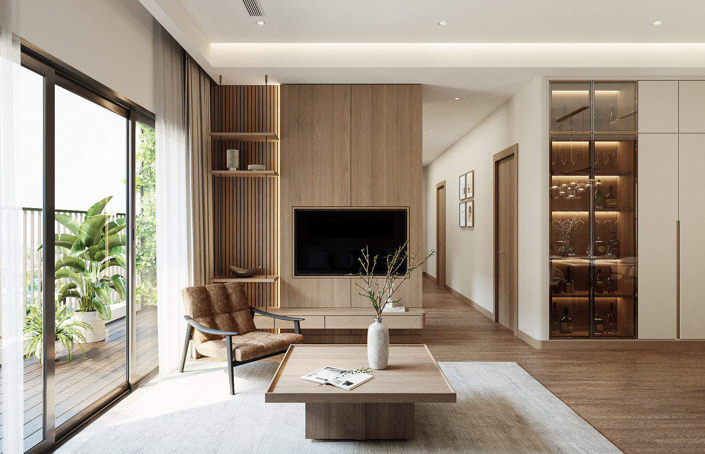 Lối bài trí thông minh bên trong căn hộ The Wisteria. Ảnh phối cảnh: WTO