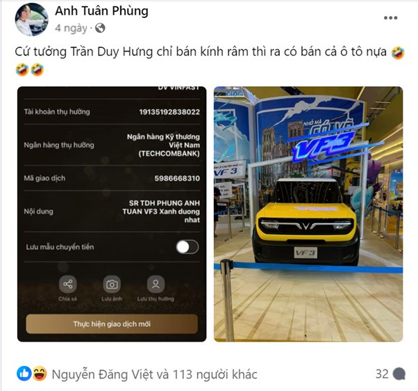 Những ảnh chụp màn hình đặt cọc VF 3 trở thành trào lưu trên mạng xã hội những ngày qua. Những ảnh chụp màn hình đặt cọc VF 3 trở thành trào lưu trên mạng xã hội những ngày qua.