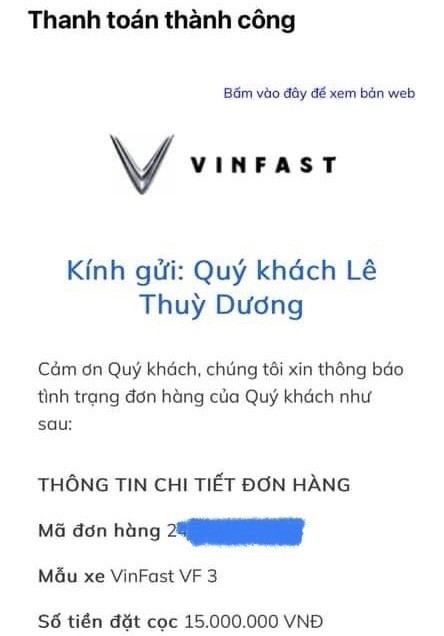 Nhiều khách hàng đã chia sẻ hình ảnh đặt cọc thành công VF 3 trong những ngày qua.