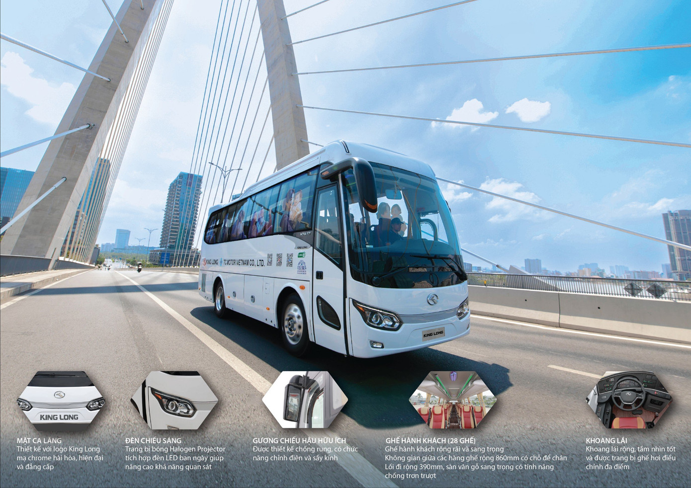 Hình ảnh và đặc điểm nổi bật của xe khách King Long Nova Euro V