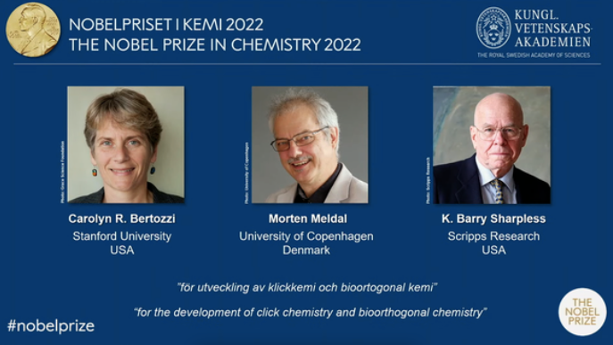 Ba chủ nhân của giải Nobel Hóa học 2022