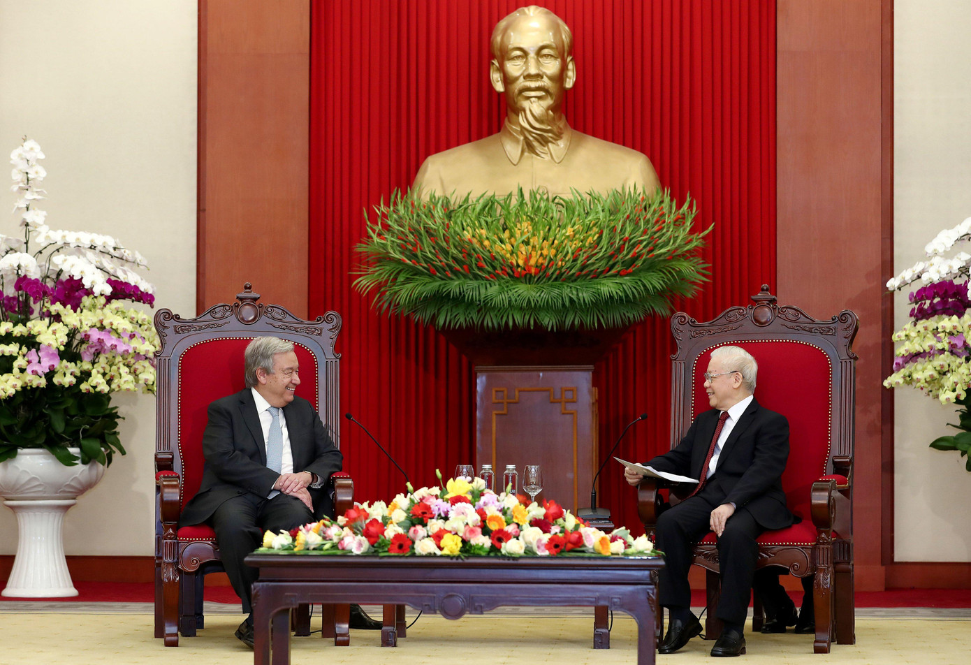 Tổng Bí thư Nguyễn Phú Trọng khẳng định Việt Nam luôn đề cao vai trò của LHQ trong chính sách đối ngoại. (Ảnh: Như Ý) Tổng Bí thư Nguyễn Phú Trọng khẳng định Việt Nam luôn đề cao vai trò của LHQ trong chính sách đối ngoại. (Ảnh: Như Ý)