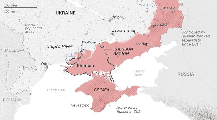 Vị trí của Kherson trên bản đồ Ukraine