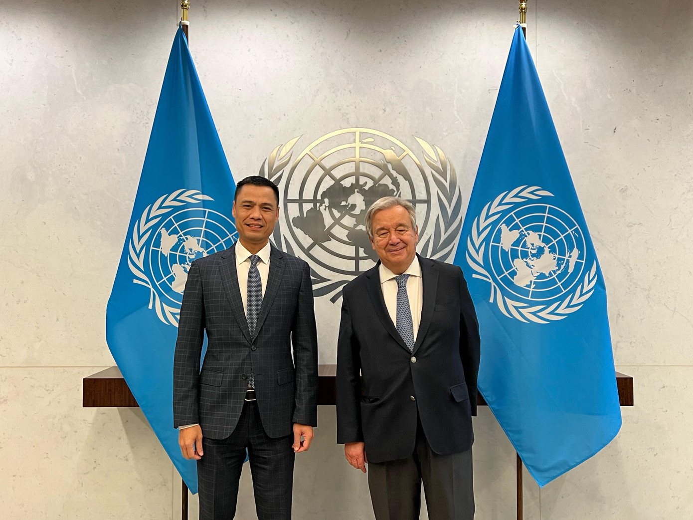 Tổng Thư ký Liên Hợp Quốc António Guterres tiếp Đại sứ Đặng Hoàng Giang. (Ảnh: Mofa)