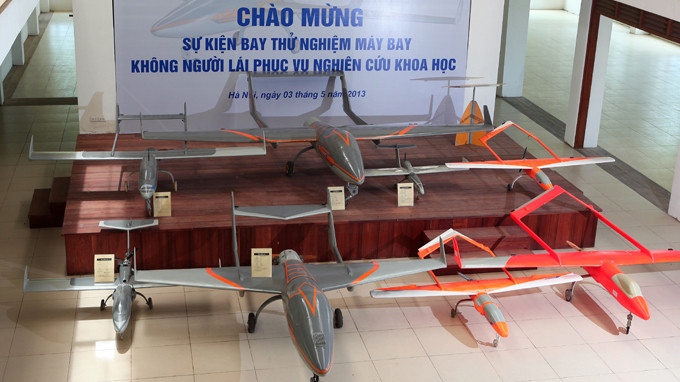 Các mẫu UAV do Viện Công Nghệ không gian chế tạo - Ảnh: Việt Dũng - Viện Công nghệ không gian cung cấp