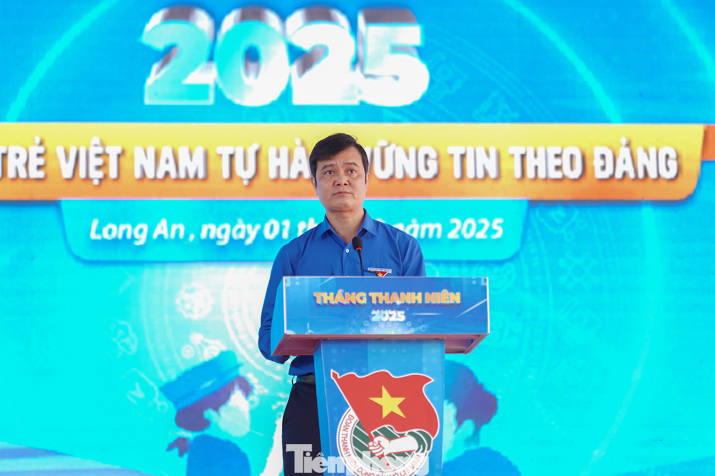 Anh Bùi Quang Huy - Ủy viên dự khuyết T.Ư Đảng, Bí thư thứ nhất T.Ư Đoàn phát biểu tại Lễ Khởi động Tháng Thanh niên năm 2025.