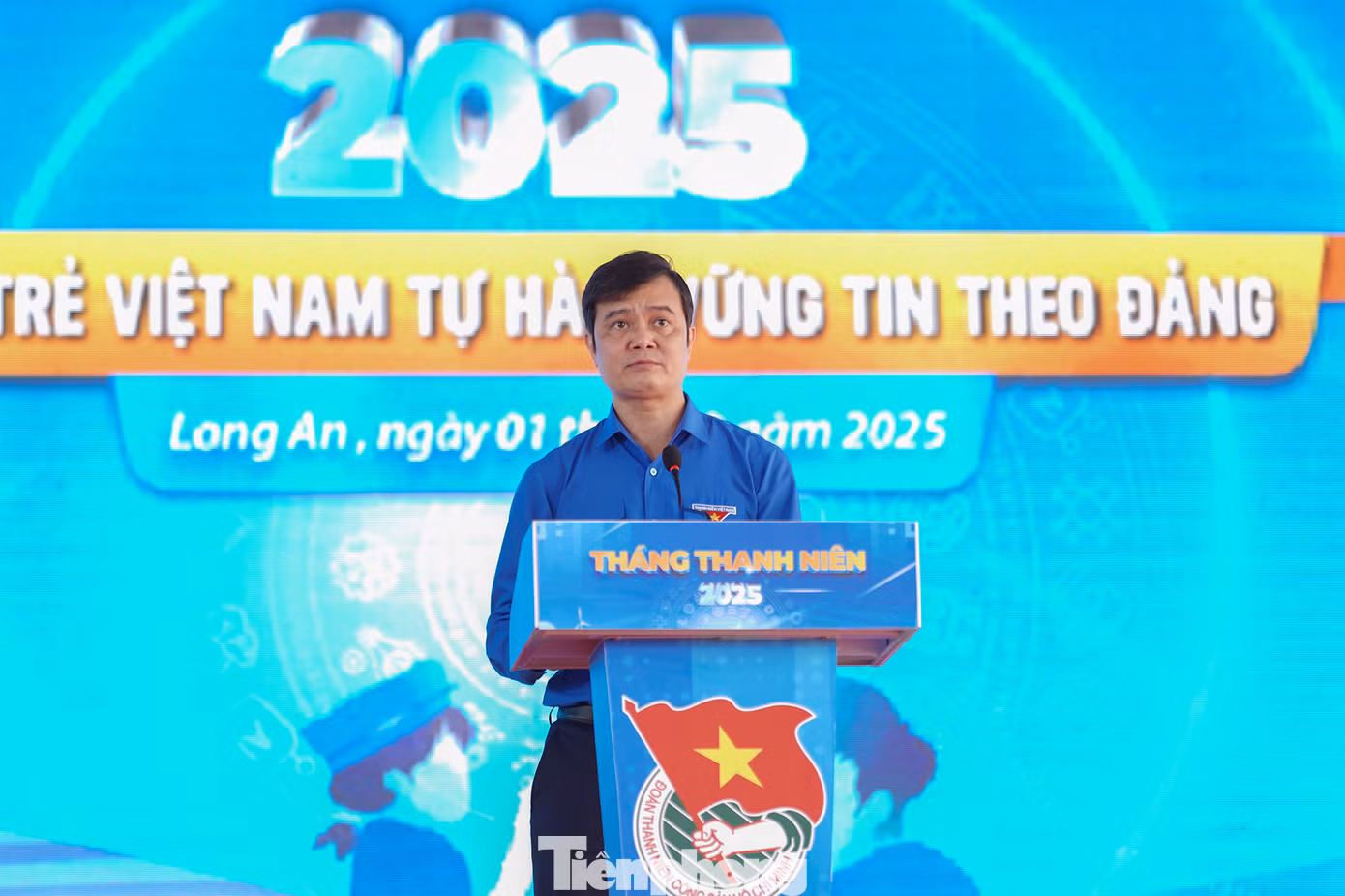 Anh Bùi Quang Huy - Ủy viên dự khuyết T.Ư Đảng, Bí thư thứ nhất T.Ư Đoàn phát biểu tại Lễ Khởi động Tháng Thanh niên năm 2025.
