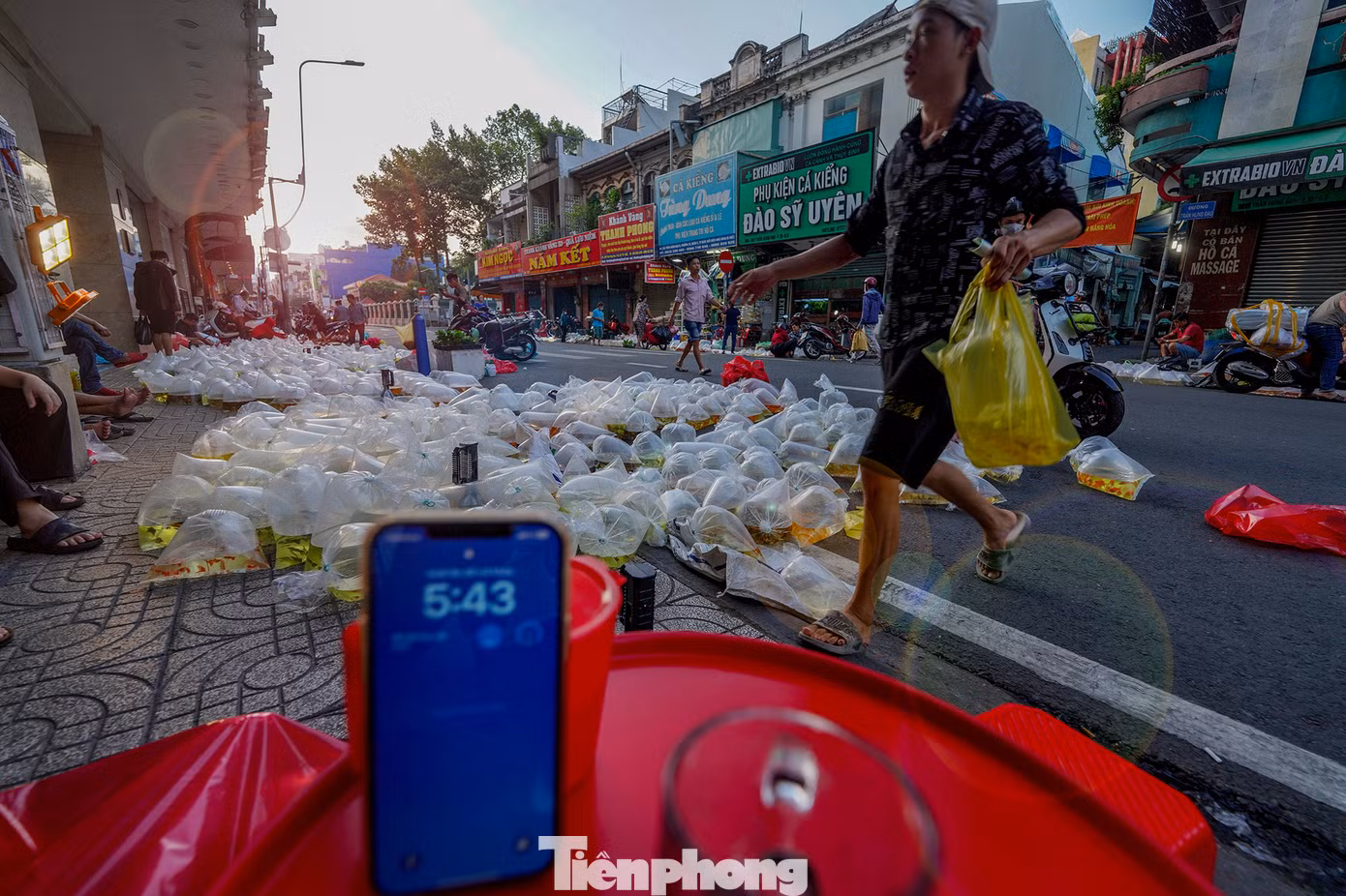 Khoảng 6g sáng, chợ thưa người dần. Các chủ hàng hối hả dọn để trả lại không gian lưu thông. Chợ cá cảnh "âm phủ" biến mất trong tích tắc.