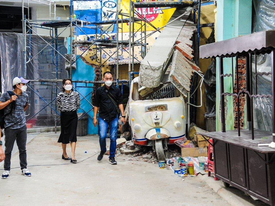 Không gian trưng bày với kích thước phục dựng theo tỉ lệ 1-1 bằng với kích thước thật.