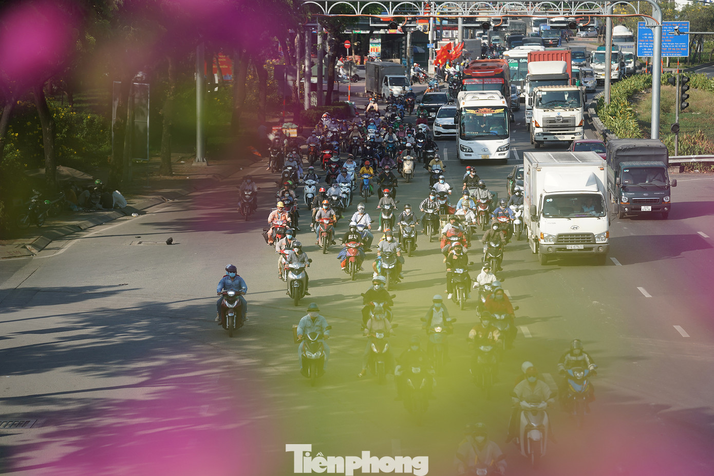 Lượng xe chỉ dồn ứ khi dừng chờ đèn tín hiệu.