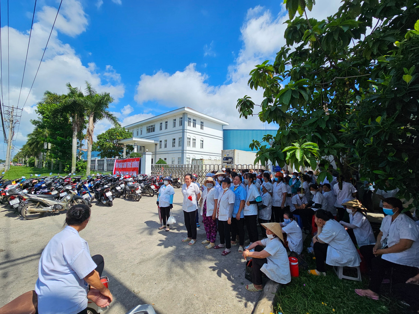 Khoảng 100 công nhân Công ty Thuận Thiên ngừng việc vì ô nhiễm môi trường. (Ảnh: CTV).