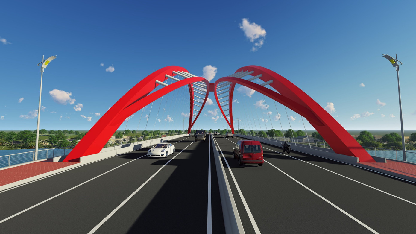 Theo phối cảnh, hai thành vòm không kết cấu vào nhau bằng các thanh kèo mà được thiết kế nghiêng, dựa vào nhau. Theo phối cảnh, hai thành vòm không kết cấu vào nhau bằng các thanh kèo mà được thiết kế nghiêng, dựa vào nhau.