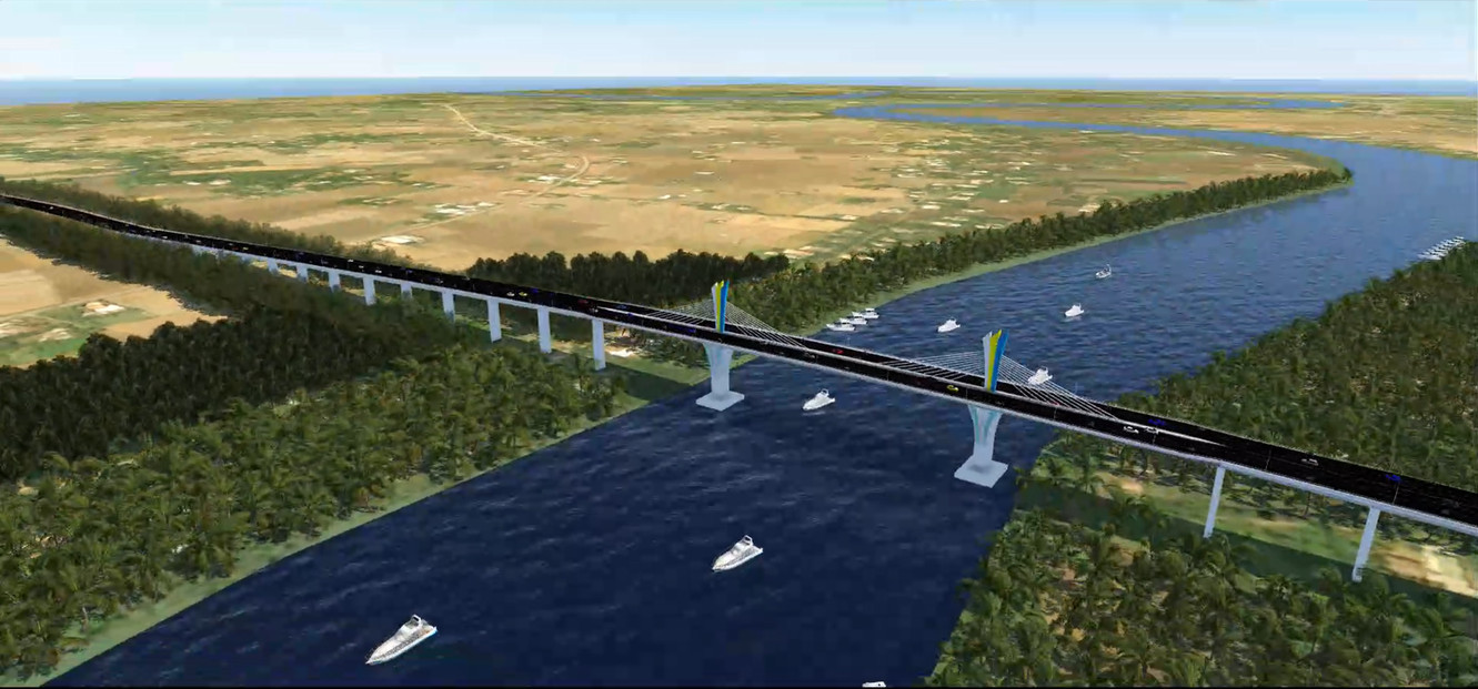 Phối cảnh cầu bắc qua sông Vàm Cỏ Tây. Ảnh: QLDA Phối cảnh cầu bắc qua sông Vàm Cỏ Tây. Ảnh: QLDA