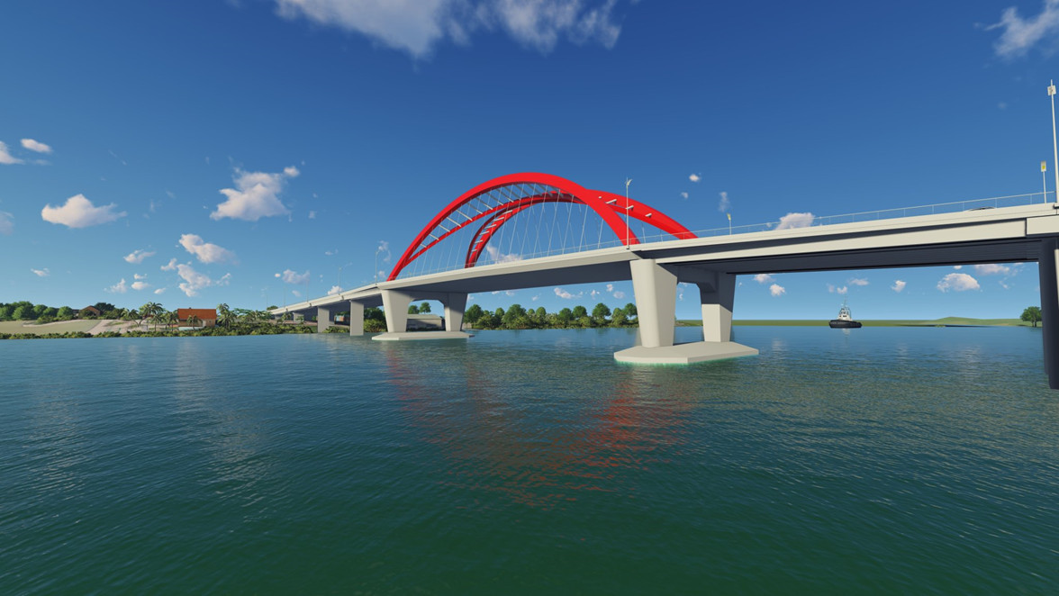 Phối cảnh cầu bắc qua sông Cần Giuộc. Ảnh: QLDA Phối cảnh cầu bắc qua sông Cần Giuộc. Ảnh: QLDA