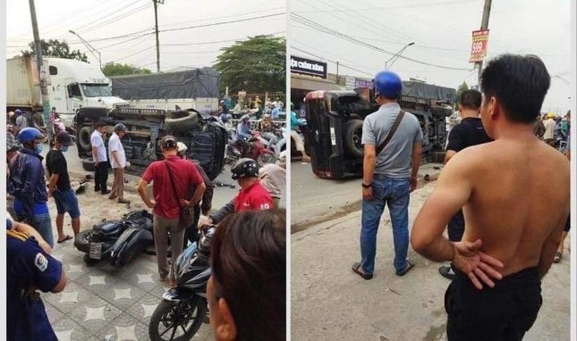 Hiện trường vụ xe chở ma túy tông thẳng vào lực lượng chức năng khiến 1 thiếu tá Cảnh sát giao thông và 2 người dân tử vong.