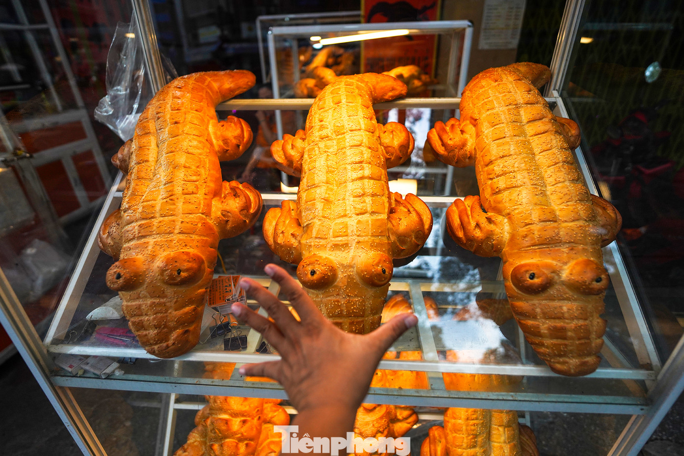 Bánh mì dạng con vật không có khuôn, thợ làm bánh phải làm thủ công từng công đoạn tạo hình mắt, mũi, miệng, vảy... Theo chủ tiệm, công đoạn này là quan trọng nhất, quyết định thần thái sản phẩm nên đòi hỏi sự tỉ mỉ vì phải tính được chi tiết phình nở khi bánh chín.