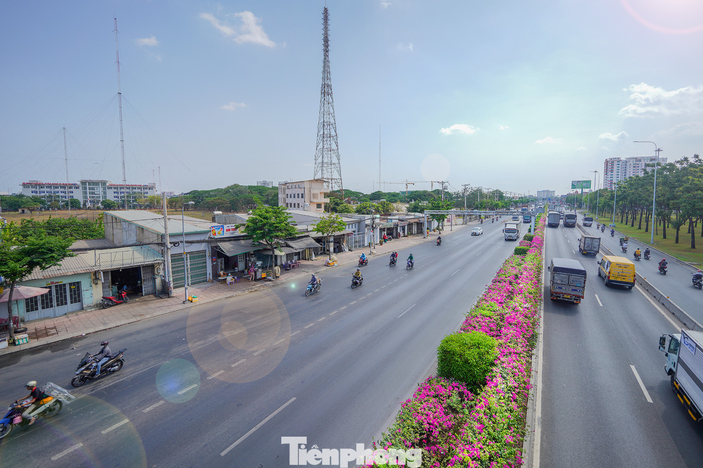 Hàng hoa giấy đoạn qua đài phát sóng quán Tre.