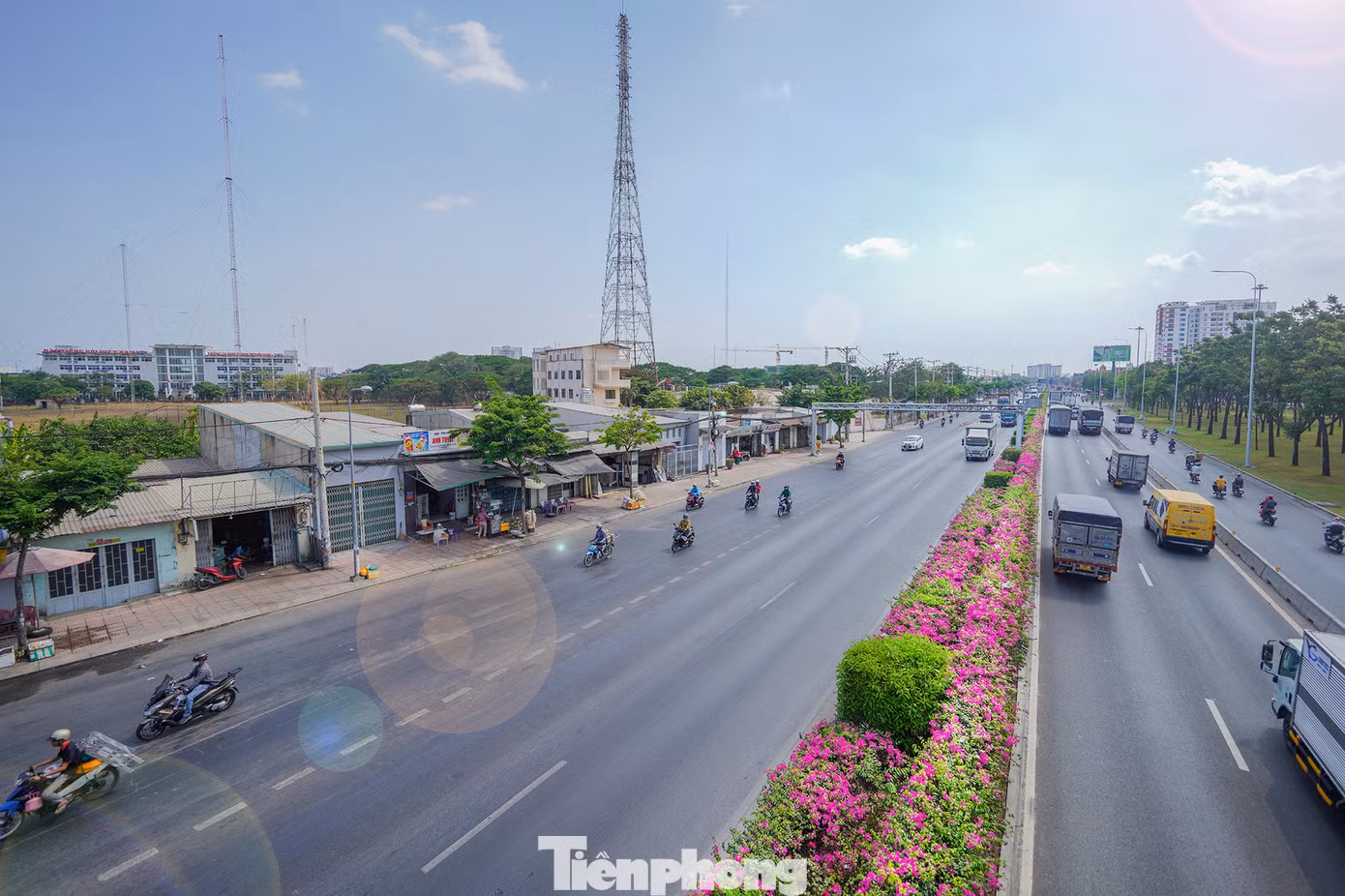 Hàng hoa giấy đoạn qua đài phát sóng quán Tre.