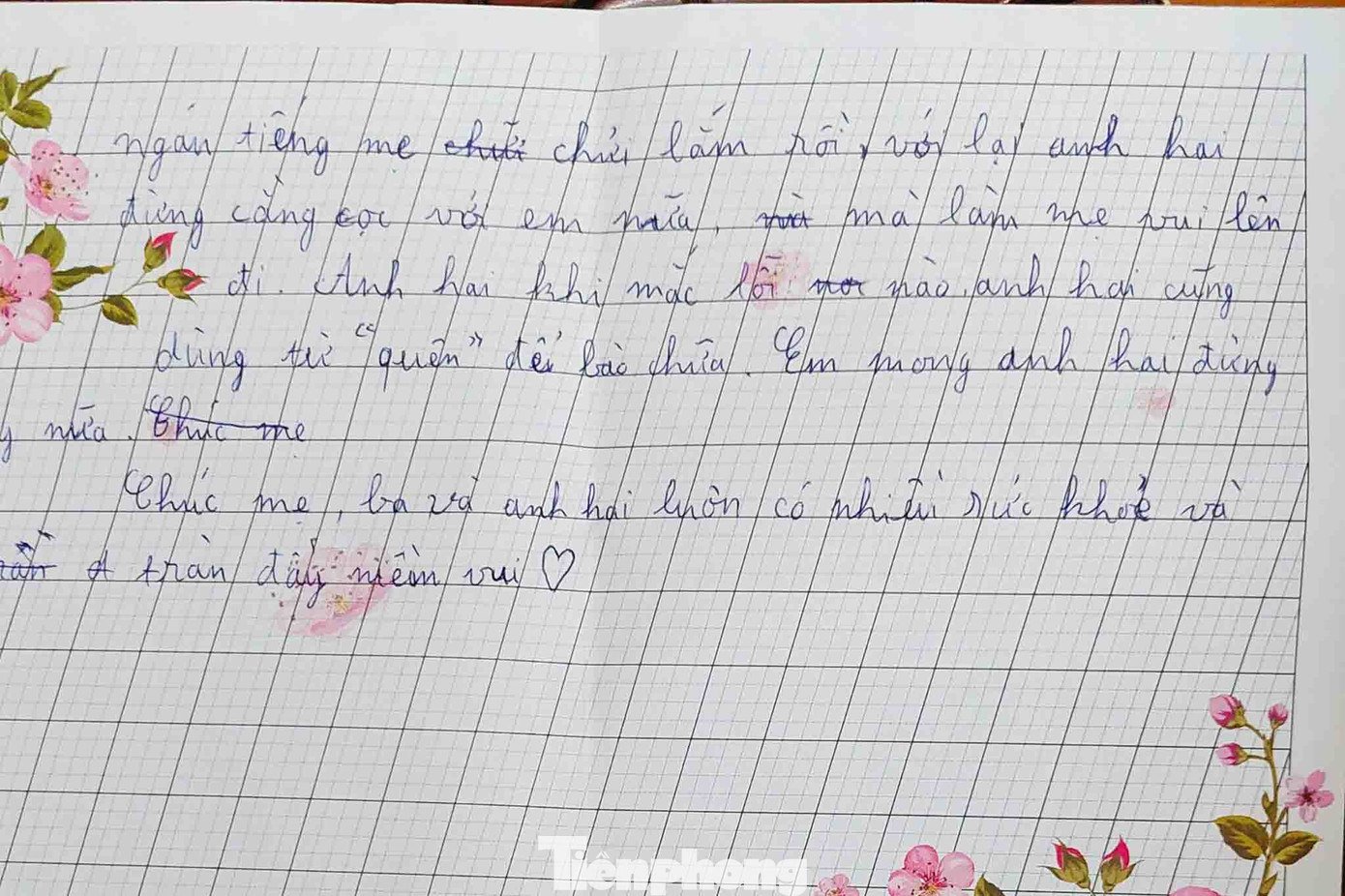 Những dòng tâm thư của các chiến sĩ nhí.