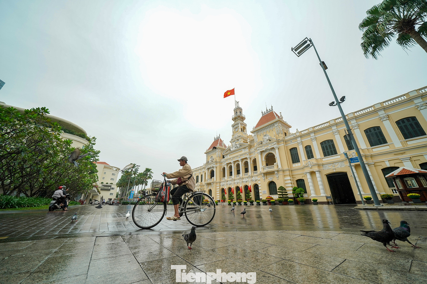 Phía trước trụ sở UBND TPHCM cũng rất vắng người