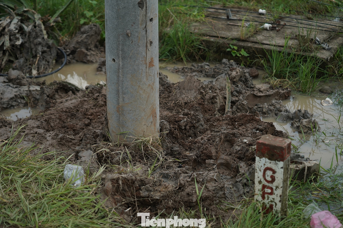 Phần trụ điện vừa được làm mới.