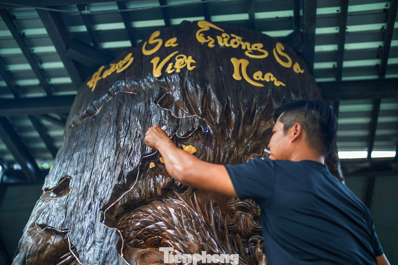 Tác phẩm này của anh Nguyễn Trường Tiến, người có duyên với nghệ thuật điêu khắc. Tác phẩm có tên "Đất nước yêu thương" với điểm nhấn là hai quần đảo Hoàng Sa, Trường Sa được thể hiện với hình tượng 2 viên ngọc quý. Tác phẩm này của anh Nguyễn Trường Tiến, người có duyên với nghệ thuật điêu khắc. Tác phẩm có tên "Đất nước yêu thương" với điểm nhấn là hai quần đảo Hoàng Sa, Trường Sa được thể hiện với hình tượng 2 viên ngọc quý.