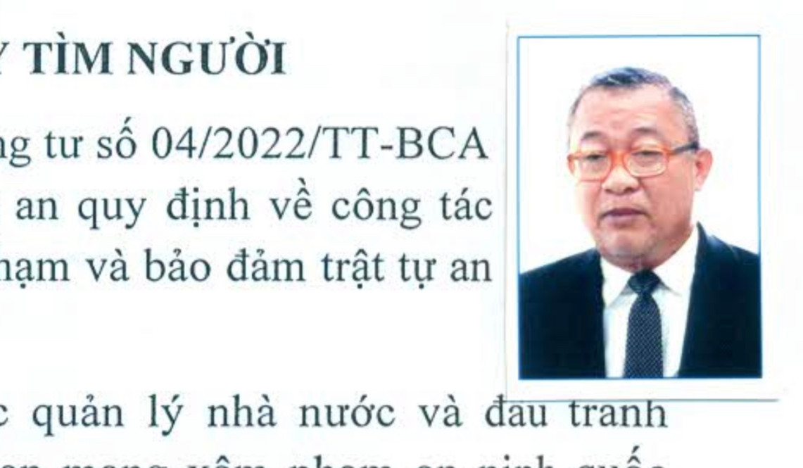 Ảnh ông Đặng Đình Mạnh (55 tuổi, ngụ phường 15, quận Phú Nhuận, TPHCM) trong quyết định tìm người của Công an tỉnh Long An. Ảnh ông Đặng Đình Mạnh (55 tuổi, ngụ phường 15, quận Phú Nhuận, TPHCM) trong quyết định tìm người của Công an tỉnh Long An.