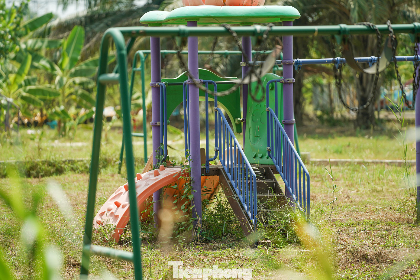Khu vui chơi trẻ em đã lâu không hoạt động.