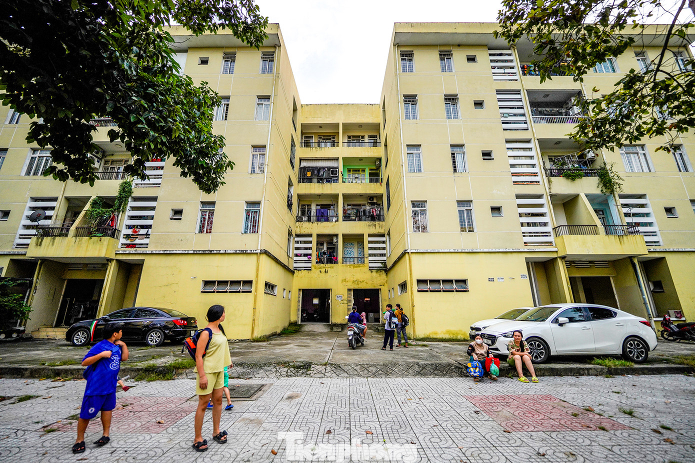 Khu vực C, nơi có các dãy căn hộ màu vàng có lẽ cũng là nơi có đông dân cư nhất khu tái định cư.