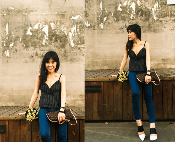 váy ngắn, đồ đen, vóc dáng