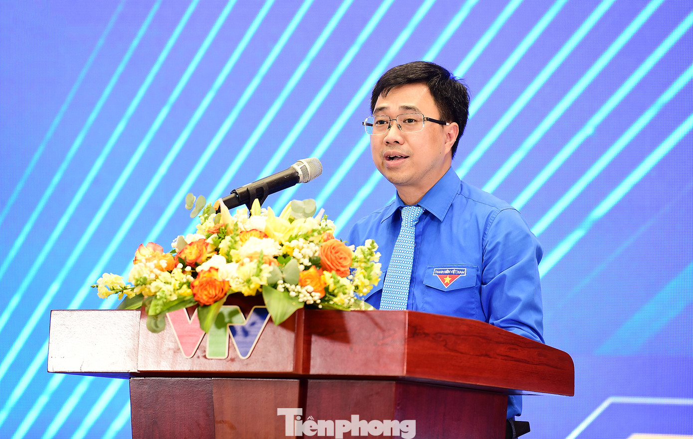 Anh Bùi Hoàng Tùng - Bí thư Đoàn Thanh niên Chính phủ phát biểu tại lễ tuyên dương. Ảnh: Xuân Tùng