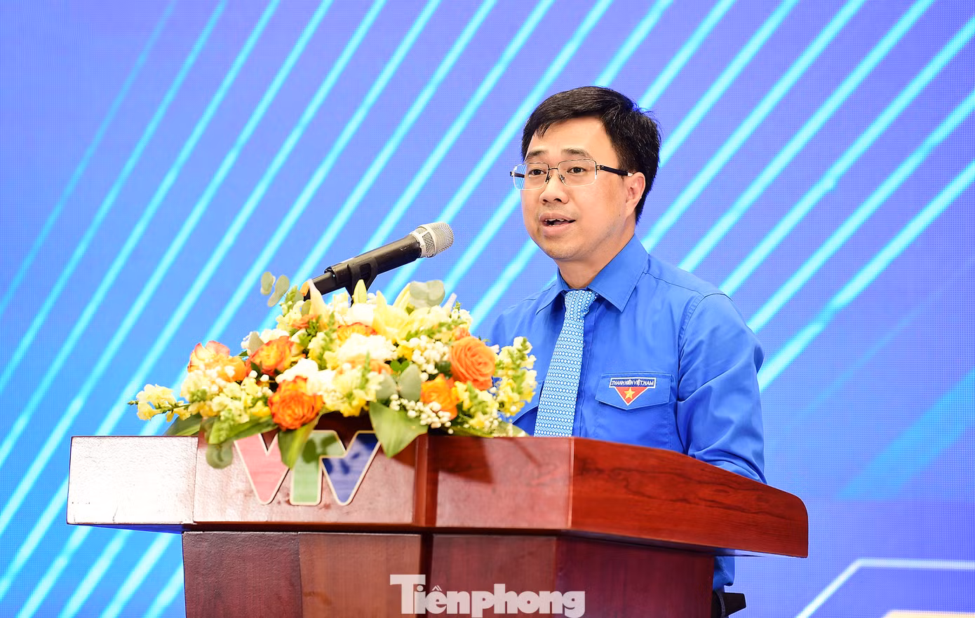 Anh Bùi Hoàng Tùng - Bí thư Đoàn Thanh niên Chính phủ phát biểu tại lễ tuyên dương. Ảnh: Xuân Tùng