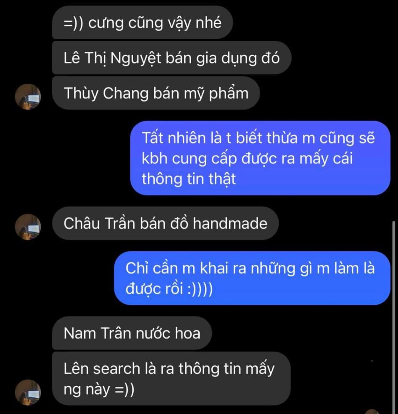 Đoạn chat của kẻ gian với một người suýt trở thành nạn nhân, trong đó kẻ gian ngang nhiên khoe mình có trong tay thông tin của nhiều người bán hàng online khác. Ảnh: Internet Đoạn chat của kẻ gian với một người suýt trở thành nạn nhân, trong đó kẻ gian ngang nhiên khoe mình có trong tay thông tin của nhiều người bán hàng online khác. Ảnh: Internet